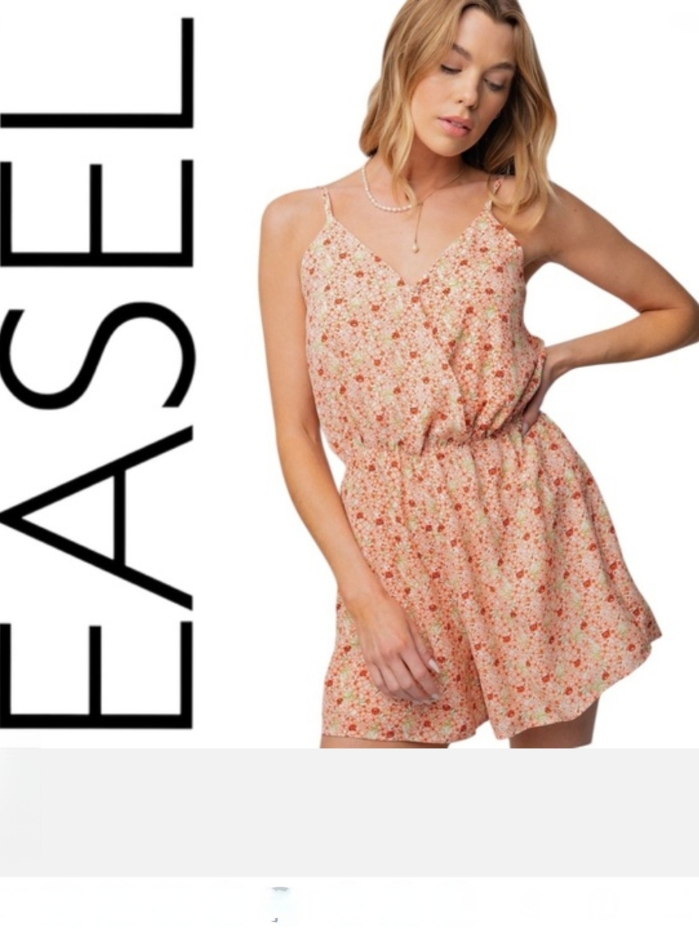 Easel Floral Romper - Pink/Peach - Large
